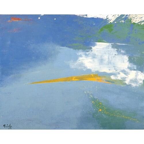 Abstract scenery canvas prints abstract modern Chinese art giant poster cartoon picture modern decoration home art sky in river