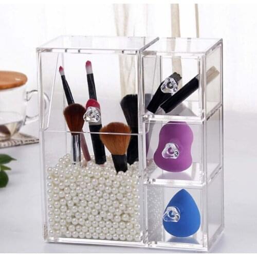 Hardcover Acrylic Pearl Makeup Brush Storage Box Transparent Cosmetic Storage Box Storage Tube