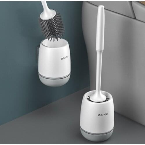 Cleaning Toilet Brush Set Soft Silicone BathroomTool Universal Wc Accessories Wall-Mounted Household Long Handle