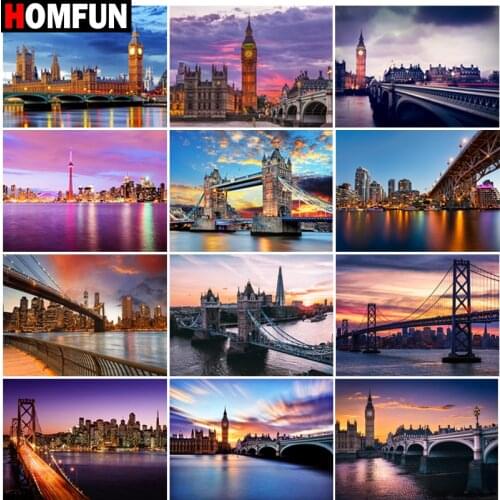 HOMFUN Full Square/Round Drill 5D DIY Diamond Painting "Bridge landscape" Embroidery Cross Stitch 5D Home Decor Gift