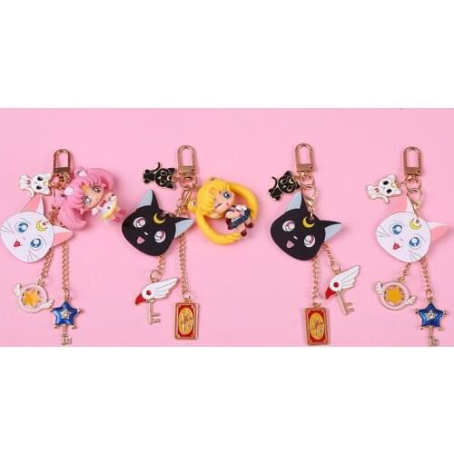 Anime Star Moon Keychain Key Ring Bag Pendant Key Chain Accessories Cute Keychain for Girls 2021 Trend