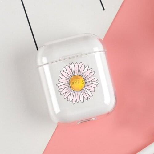 Pink Daisy Cases For Apple AirPods 1 2 Case Clear Wireless Bluetooth Earphone Case Protective Shell
