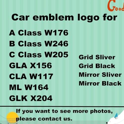 For C Class W205 GLA X156 CLA W117 ML W164 GLK X204 Car Emblem Replace Insignia Front Grille Logo Car Badge Sliver Edge Mirror