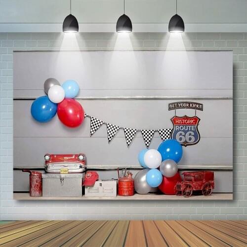 Boy Cake Smash Photography Background Kids 1st Birthday Route 66 Travel Theme Banner Baby Portrait Cake Smash Photostudio