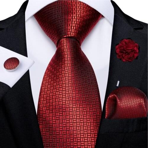 Red Blue Gold Solid Ties For Men Wedding Accessories Luxury Neck Tie Handkerchief Set Mens Cufflinks Mens Gifts