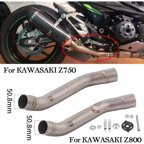 Slip-On For KAWASAKI Z750 Z 750 2007 - 2014 Z800 Z 800 2013 - 2016 Motorcycle Exhaust Muffler Tube Escape Moto Middle Link Pipe