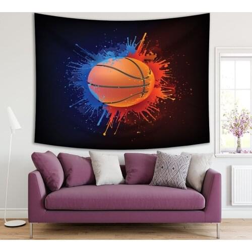 Tapestry Colorful Design Elements Basketball Poster Artistic Illustration Red Blue