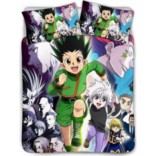 3Pcs Anime Hunter X Hunter Killua Zoldyck Bedroom Decor Cover for Kids Duvet Cover and Pillowcase Boy Cartoon Design Bed Linen