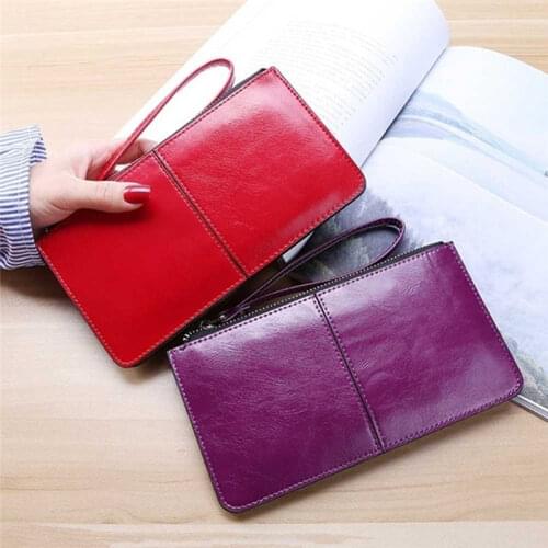 Fashion Women Wallet Wrist Handle Phone Case Long Section Money Pocket Pouch Handbag Purse Card Holders