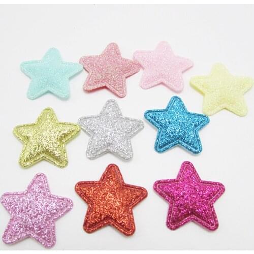 50 pcs/bag Glitter Start Patch Cheap Handmade Clothes Decoration DIY Hairbows Accessories Garment Decorative DIY Sewing Patches