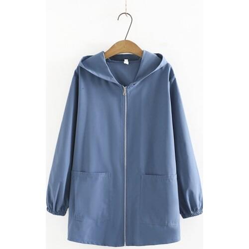 Plus Size Coat For Women Hooded Long Sleeve Woven Cotton Fabric Large Size Casual Jacket For Fatwomen Wear In Spring And Autumn
