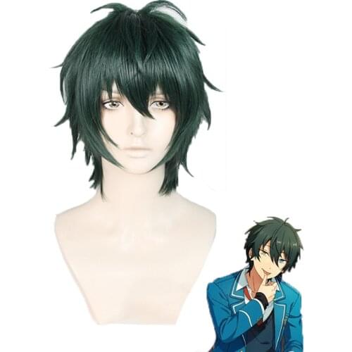 Kagehira Mika Cosplay Wigs Anime Ensemble Stars Dark Green Short Heat Resistant Synthetic Hair