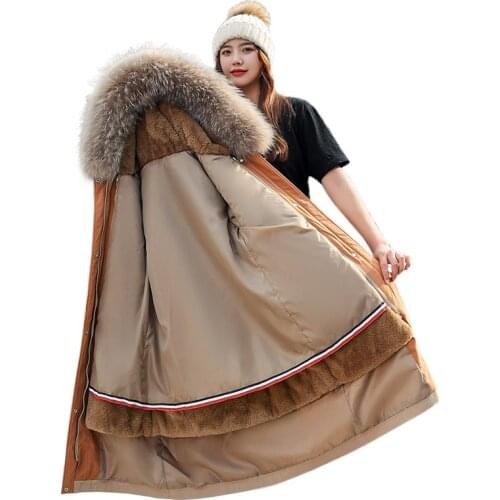 -30 Degrees Snow Wear Long Parkas Winter Jacket Women Fur Hooded Clothing Female Fur Lining Thick Winter Three-piece Coat Women