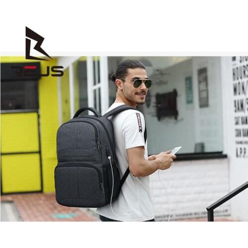 REJS LANGT Casual Backpack Men 15.6 Inch Laptop Backpacks with Charging Large Capacity Bag Waterproof Travel Mochlia Rucksack