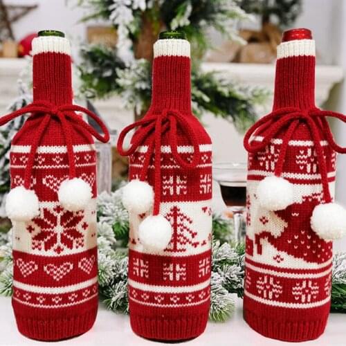 2021 Natal Christmas Wine Bottle Cover Merry Christmas Decor For Home Table Decor Xmas Gift Happy New Year
