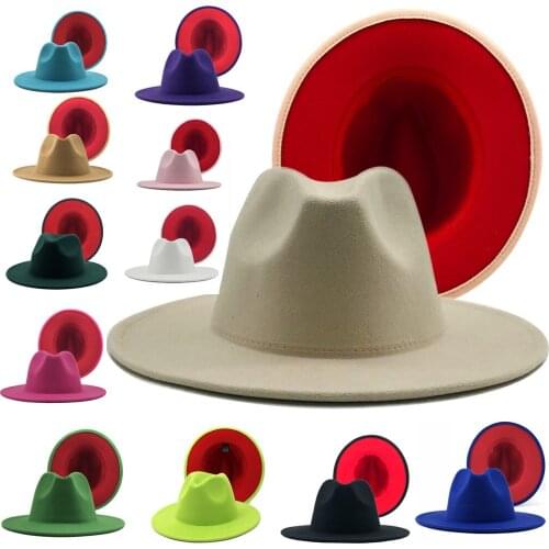 Jazz hat red bottom fedoras women fashion hat church hat mixed color hats Two tone hat lime green fedoras wholesale fedoras