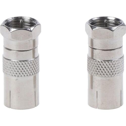 2Pcs F Type Male Plug Connector Socket to RF Coax TV Aerial Female RF Adapters