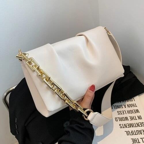 Thick Chain Underarm Crossbody Bags PU Leather Shoulder Bags for Women 2021 Summer Simple Handbags and Purses Female Brand Totes