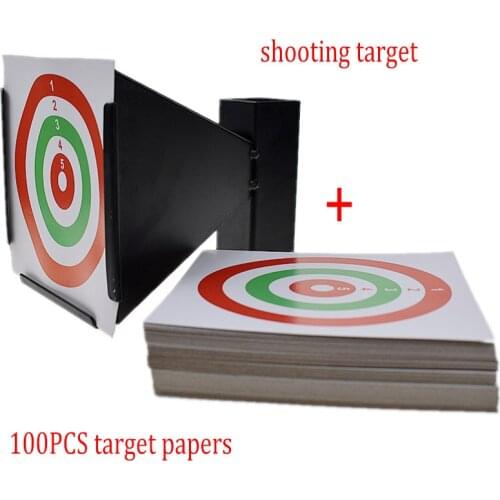 Tactical 14x14cm Steel Shooting Target with 100 PCS Shooting Papers Target Holder Pellet Trap for BB/Training/Rifle/Paintball