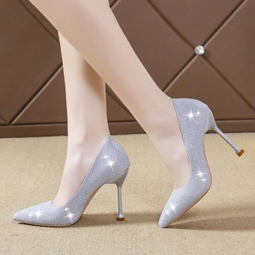 2021 New Office Lady Shoes Faux Suede High Heels Woman Shoes Pointed Toe Dress Shoes Basic Pumps Women Boat zapatos mujer