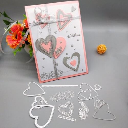 11.3*14.3cm hollow hearts new Metal Cutting Dies for decoration card DIY Scrapbooking stencil Paper Craft Album template Dies