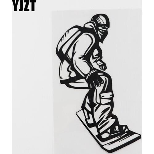 YJZT 10.5CMX17.4CM Snowboard Extreme Winter Sports Vinyl Car Sticker Black/Silver 8A-0290