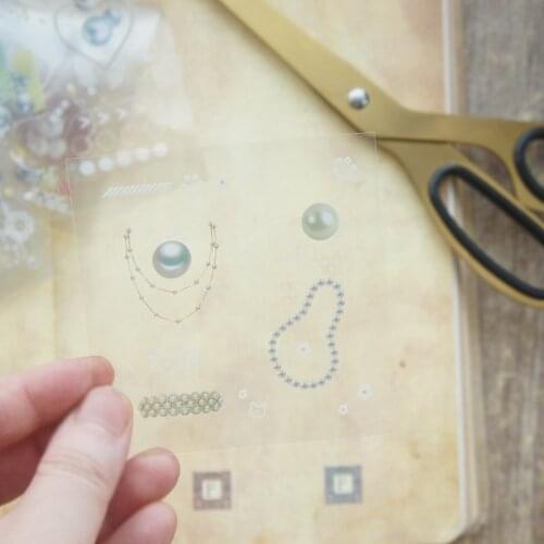 20 Sheets Cats and Pearls Design Transparent PVC Paper Sticker As Scrapbooking DIY Gift Packing Decoration Tag