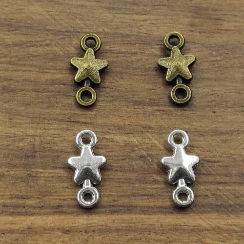 20 pcs Pentagram connector Charm 14.5x7.5mm Tibetan Silver Plated Pendants Antique Jewelry Making DIY Handmade Craft