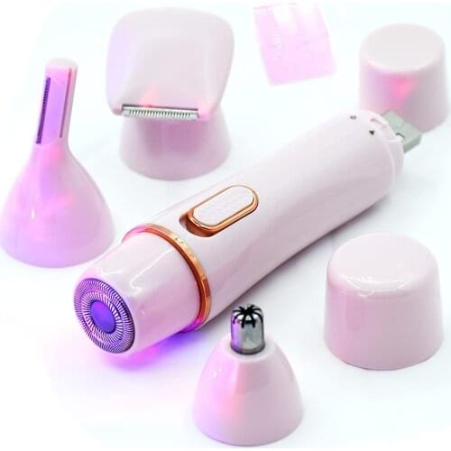 2021 New Womens Epilator Hair Removal 4 in1 Shaver Bikini Trimmer Rechargeable Painless Eyebrow Leg Body Trimmer For Ladies