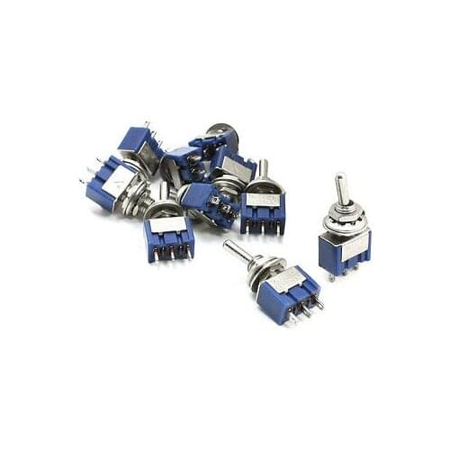 3-Position SPST Self-Locking Mini Toggle Switch 6A 125VAC 3A 250VAC 10PCS