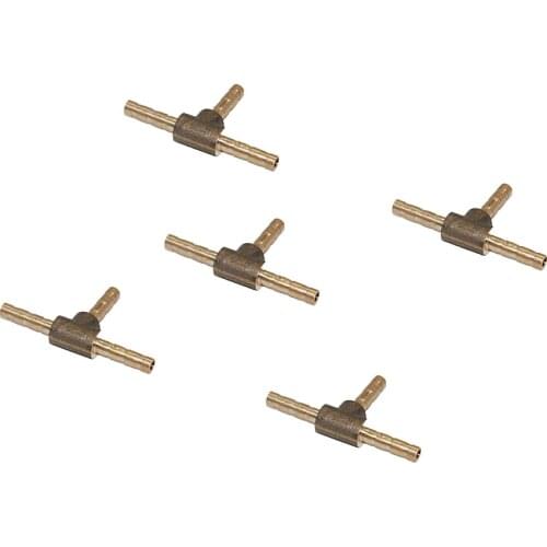 5pcs Brass Barb Vacuum Tee Union Mender Joiner Barb Hose Tube Joiner Connector Adapter