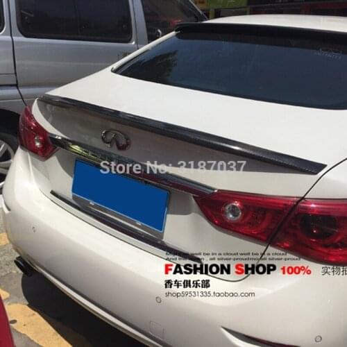 For INFINITI Q50 Q50S 2014-2017 Carbon Fiber Rear Roof Spoiler Wing Trunk Lip Boot Cover Car Styling