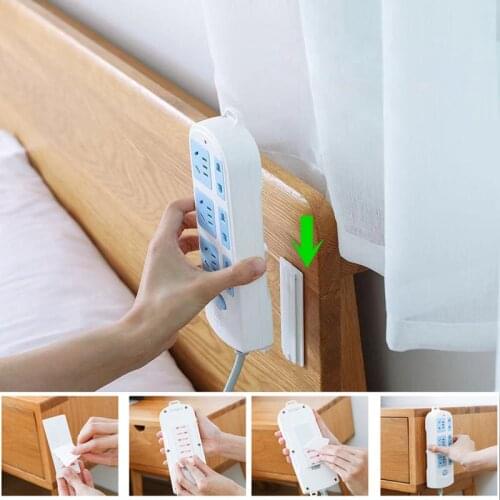 Seamless Punch-free Plug Sticker Holder Wall Fixer Power Strip Holders Storage for Sockets Wall Holders Shelf Stand Holder