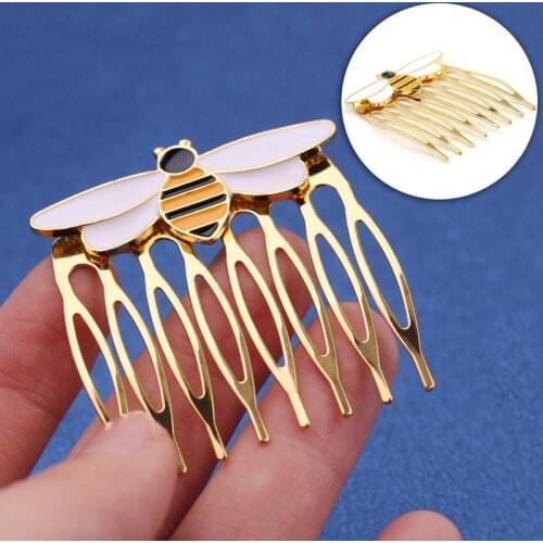 Women Hairpins Bee Comb Gold Hair Comb Ladybug Party Supplies Animal Enamel Hair Jewelry Costume