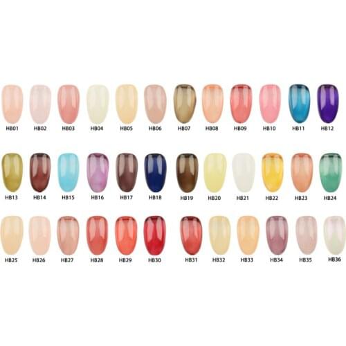 36 Hot Colors HANBI NEW Spring/Summer Nail Gel Varnish Polish Permanent Top CoaWhite Glue Jelly Color Ice Muscle