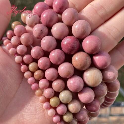 4,6,8,10,12mm Smooth Round Pink Rhodonite Beads Natural Stone Beads For DIY Necklace Bracelats Jewelry Making 15" Free Shipping