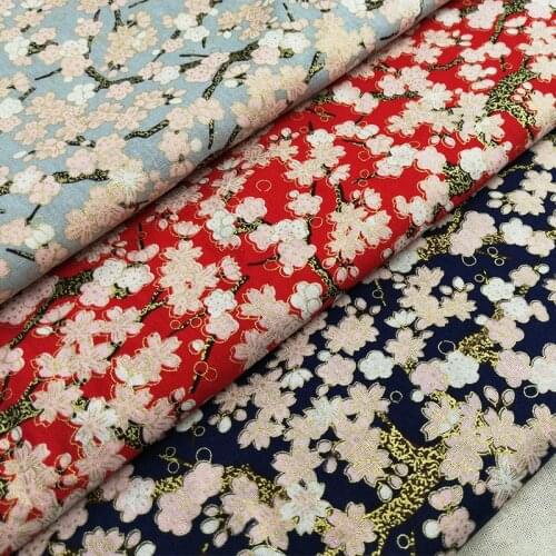 Cotton Bronzing Fabric Japanese Style Cherry Blossom Two - Color Spot Clothing Toys Home Decoration Cloth