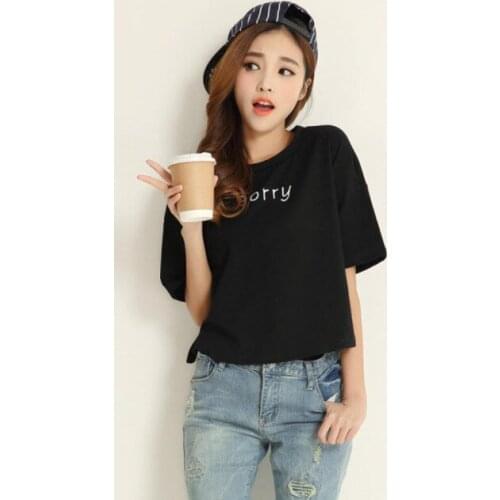 Sorry Letters Print Women Tshirt Cotton Casual Shirt For Lady White Top Tee Big Size Hipster HH503-473