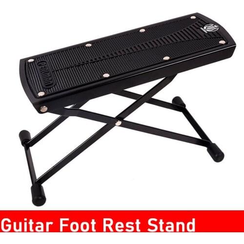 Metal Folding Guitar Footstool Rest Anti-Slip Stand Height Adjustable Foot Rest Stand Footboard 6 Adjustable Height Levels