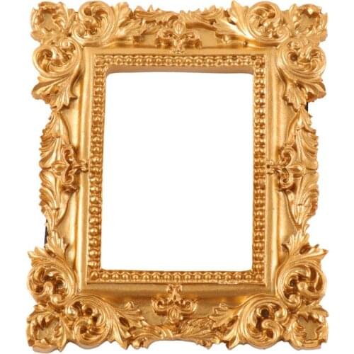 Retro Rectangle Resin Picture Frame Golden Mini Photo Frame Desktop Ornament Jewelry Display Frame for Bedroom Home Decor