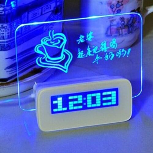 Fashion LED Luminous Message Board Alarm Clock With Calendar DIY Memo Message Board Desk Table Digital Alarm Clock Despertador