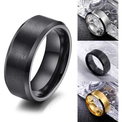 Fashion Black Stainless Steel Finger Ring For Women Men Couple Wedding Bands High Quality Jewelry Gift Accessories 2021 New
