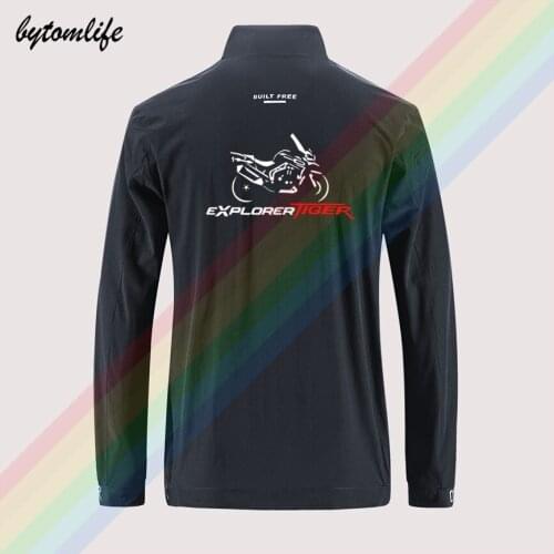 Bianca magliette Nero tee bikeer Triumph Tiger motorcycle jacket mens Outdoor zippered casual Back printing Asian size
