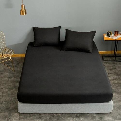 Soft Bonenjoy Style Fitted Sheet Drap De Lit Bed Sheet Sets Solid Black Color Bed Sheets (no Pillowcase) Single/Queen/King Size
