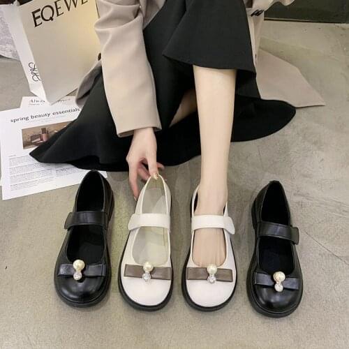 2021 New Spring Velcro Sweet Bow Girls Kawaii Tea Party Japanese Cute Anime Women Harujuku Feminine Goth Mary Jane Lolita Shoes
