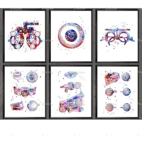 Nordic Ophthalmology Art Eye Anatomy Print Set Refractor Poster Trial Frame Print Medical Art Eye Clinic Wall Art Office Decor