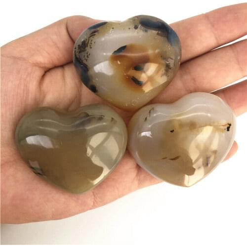 Wholesale 1PC Natural Dendritic Agate Heart Shaped Polished Crystal Healing Heart Stones Gifts Natural Quartz Crystals
