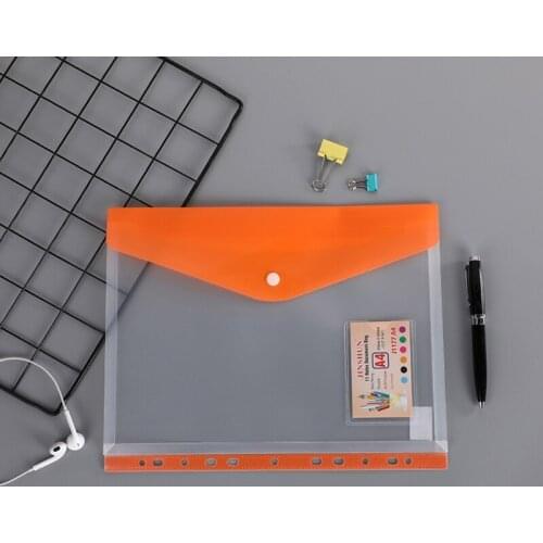 C90C 12PCS Binder PocketsLetter Size 11 Holes Button Closure Binder Pouch Folders Loose Leaf File Document Filing Bag