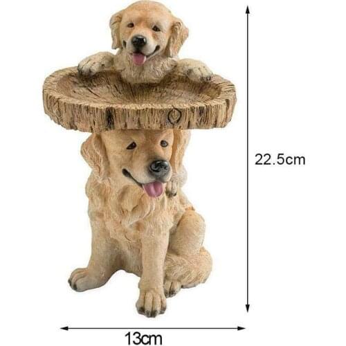 1pc Carved Dog Bird Bath Feeder Stand Holder Resin Decoration Outdoor Yard Garden Decor Ornament Bird Feeding Supplies