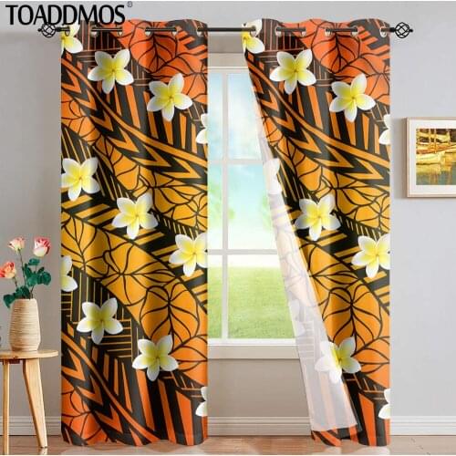 TOADDMOS Polynesian Plumeria Design Home Decoration Living Room Bedroom Window Curtains for Girls Kids Sunblind Blackout Curtain